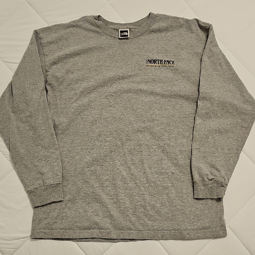 The North Face Gray Long Sleeve Tee Classic Crew Neck